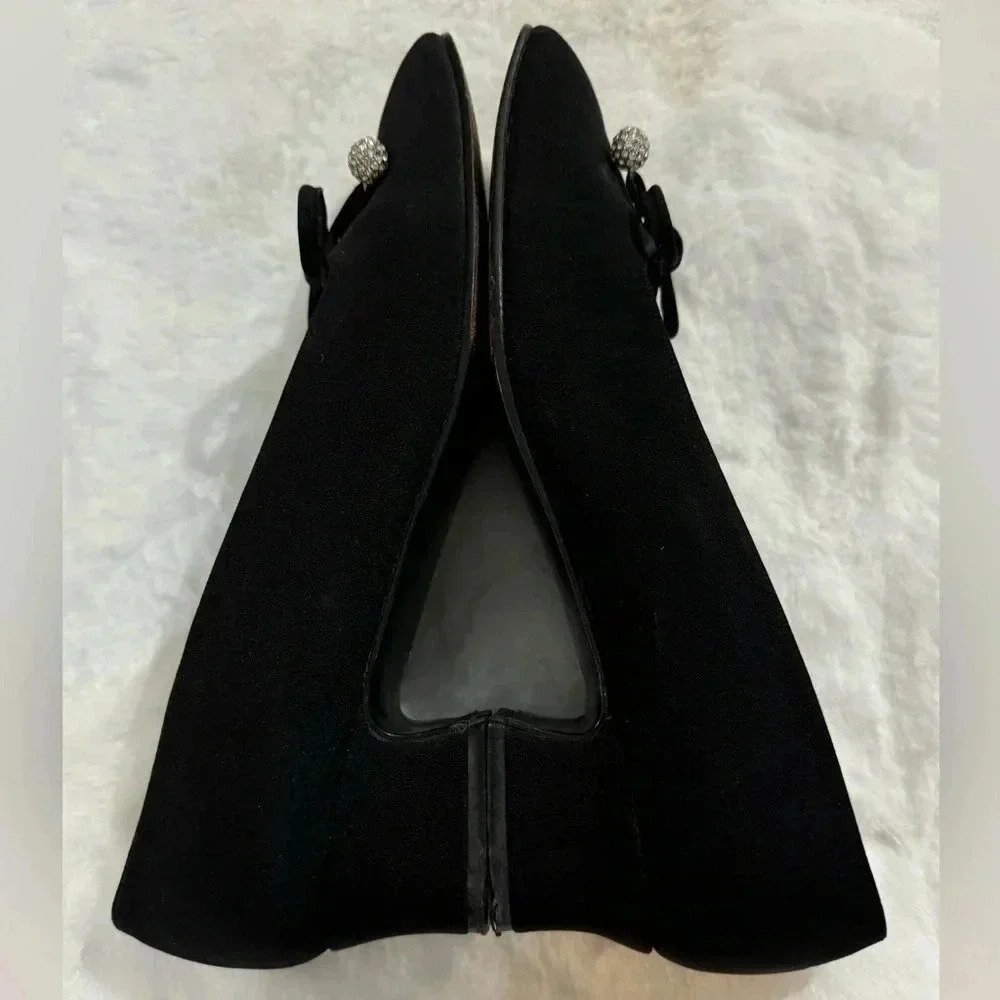 Stuart Weitzman Vintage Bow Rhinestone Heels 80’s 7 1/2 Holiday Sparkle Bridal - Picture 8 of 16